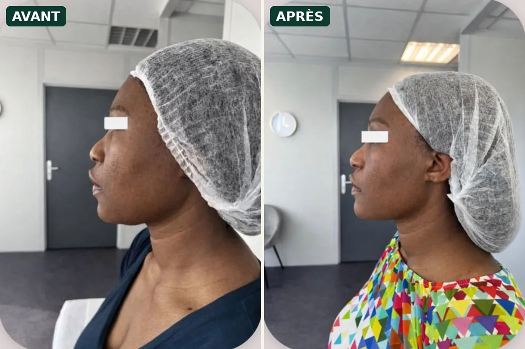 Lifting HIFU avant / après de profil : ovale du visage et bajoues